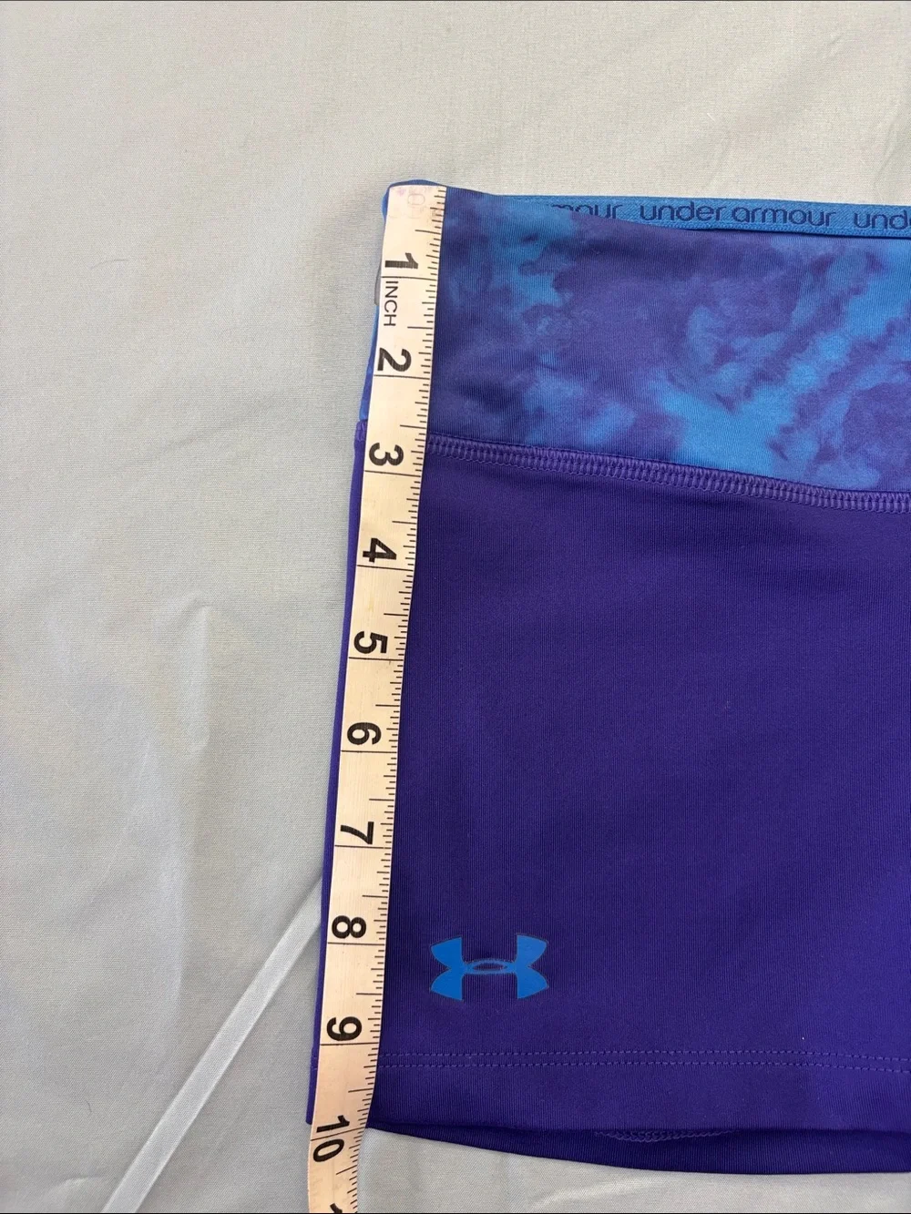 Under Armour Purple Women's Bike Shorts with Blue Patterned Waistband